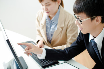 Business people discussing the charts and graphs showing the res