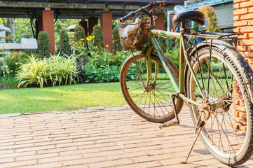Fototapeta na wymiar old bicycles in the park on sunny