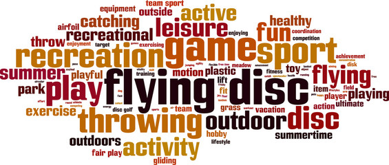 Obraz premium Flying disc word cloud concept. Vector illustration