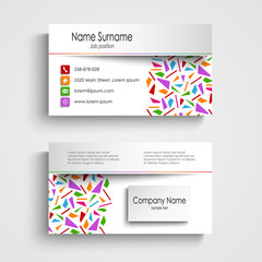 Modern white business card with colored shards