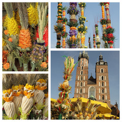 Fototapeta premium Palm Sunday traditions in Poland - collage