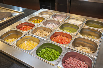 Selection of salad items at a buffet