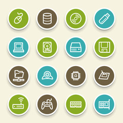 Computer components web icons set