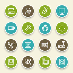 Computer components web icons set