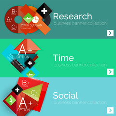 Flat design paper infographic banner set