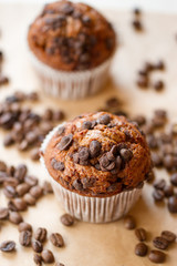 chocolate muffins with coffee