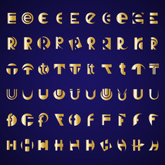 Lettering Icons Set - Isolated On Blue Background - Vector Illustration, Graphic Design, Editable For Your Design