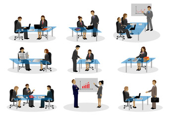 Business People, Different Situation Set - Isolated On White Background - Vector Illustration, Graphic Design Editable For Your Design