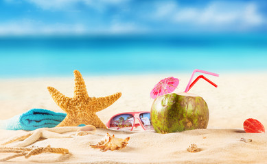 summer coconut cocktail on the beach