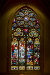 Fototapeta na wymiar Stained Glass Window of Resurrection of Christ