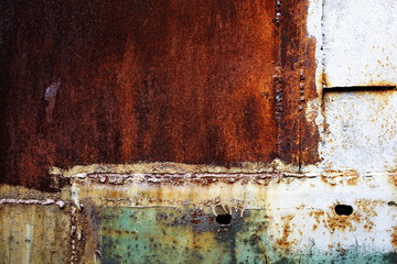 old rusty metal background with cracked paint