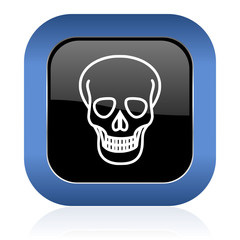 skull square glossy icon death sign
