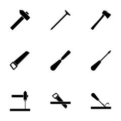 Obraz premium Vector black carpentry icon set