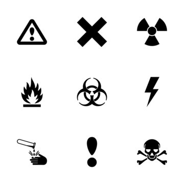 Vector black danger icon set