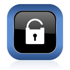 padlock square glossy icon secure sign
