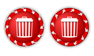 set two icons with arrows and trashcan
