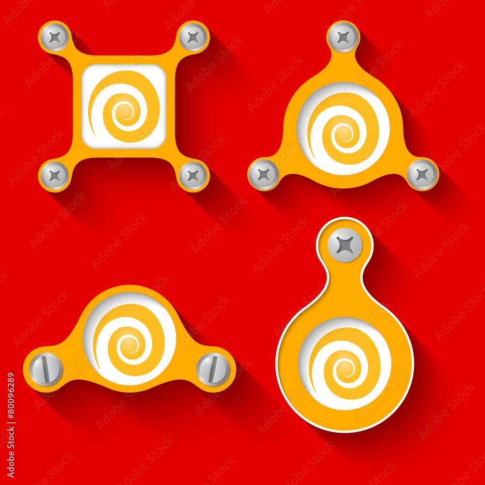 Poster abstract yellow objects and screws and spiral