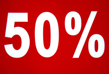 50 fifty percent percentage sign