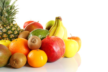 Assortment of exotic fruits isolated on white
