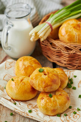 Baked pasties with potatoes and onions