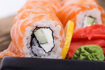 Salmon sushi rolls
