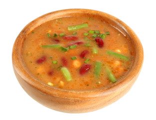 Bean soup in bowl isolated on white