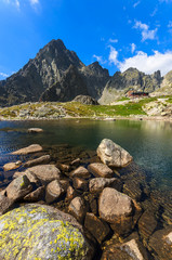 Fototapeta premium Beautiful lake in summer landscape of Tatra Mountains, Slovakia