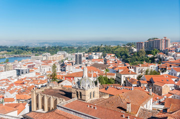 Fototapeta na wymiar Cityscape over the roofs of Coimbra in Portugal