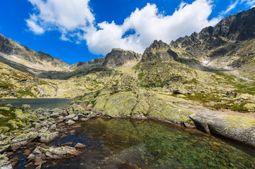 Beautiful lake in summer landscape of Tatra Mountains, Slovakia