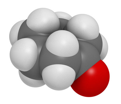 Cyclohexanone organic solvent molecule. 