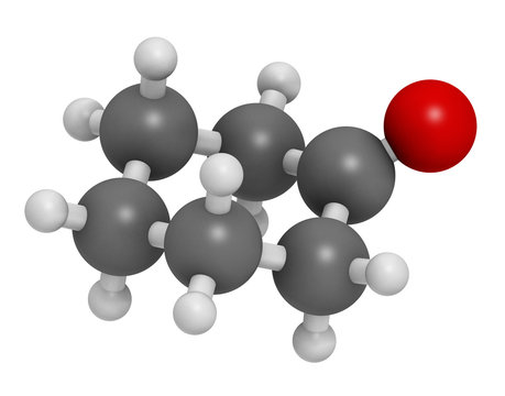 Cyclohexanone organic solvent molecule. 