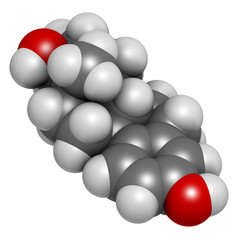 Estriol (oestriol) human estrogen hormone molecule. 