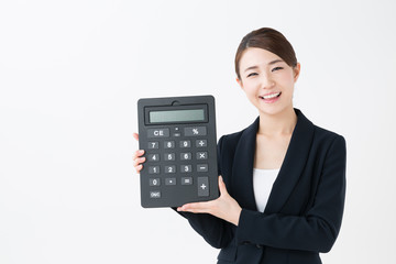 asian businesswoman on white background