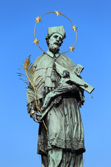 St. John of Nepomuk's Statue on Charles bridge in Prague, Czech republic
