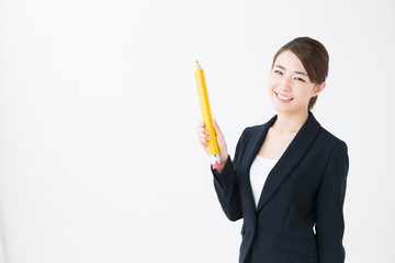 asian businesswoman on white background