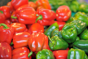 Fresh healthy bio red and green paprika