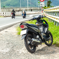 Motorcycle parked on the roadside