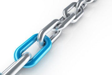 Stainless steel chain with unique blue link