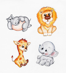 Set of four wild animals