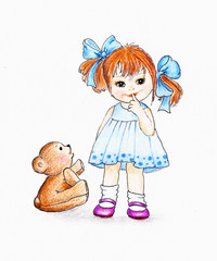 Little girl and Teddy bear