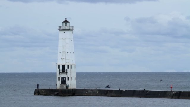 Lighthouse at Rockfort, Michigan, USA, on Lake Michigan.