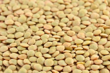 Close up of dried green lentil background