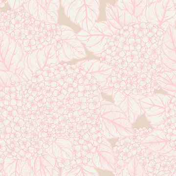 Seamless floral pattern with  hydrangeas