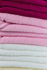 Background texture of Pile of colorful clean towels