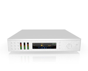 silver stereo hi-fi receiver  ,on white background