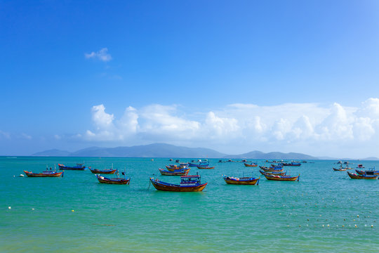 Fishing boats in marina at Nha Trang, Vietnam