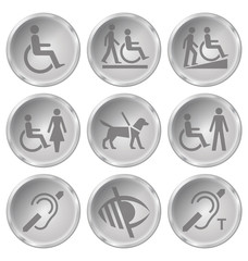 Monochrome disability related icon set