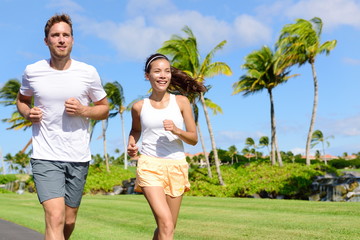 People running in city park - active lifestyle