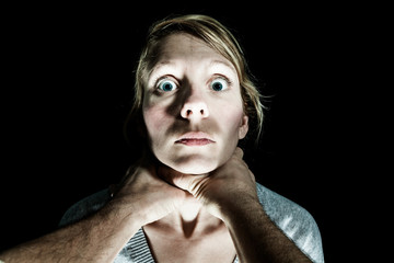 Woman Victim Being Strangle by her Boyfriend