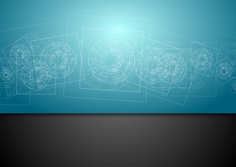 Abstract blue tech engineering background